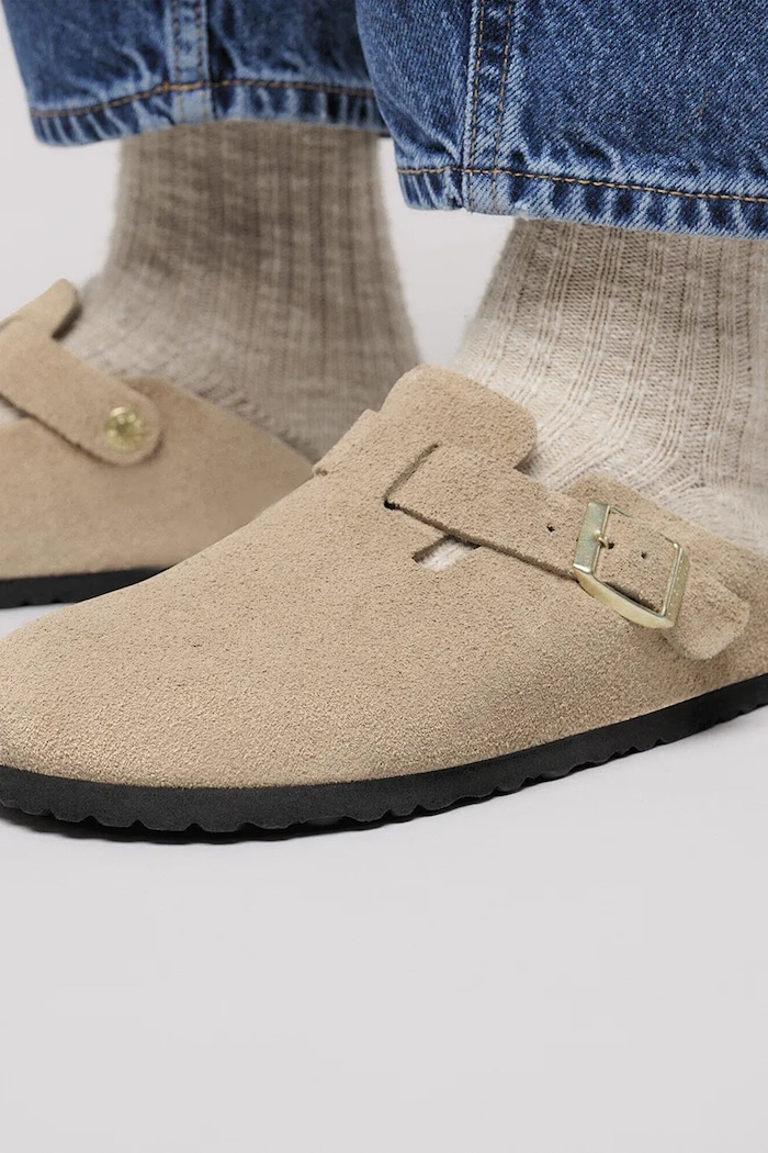 Замшевые шлепанцы Birkenstock Boston 1030855