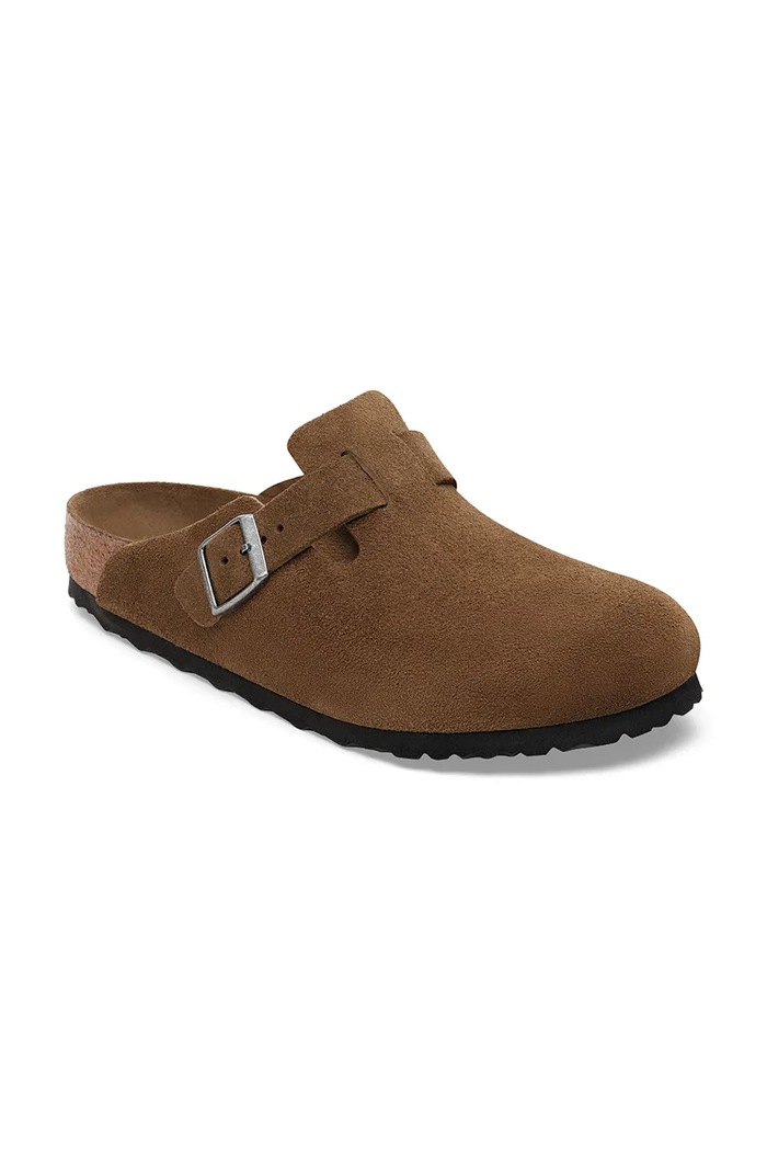 Замшеві шльопанці Birkenstock Boston 1030861 коричневий AW25