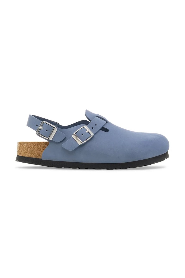 Birkenstock klapki nubukowe Tokio HEX mules niebieski 1030478