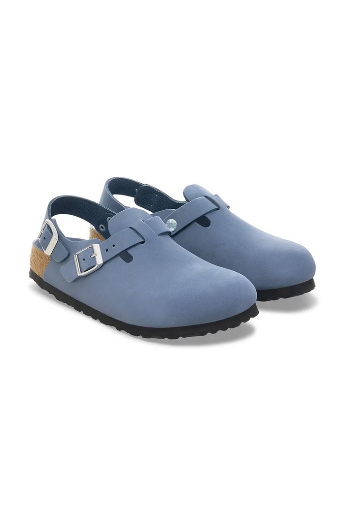 Obuwie Birkenstock klapki nubukowe Tokio HEX 1030478 niebieski