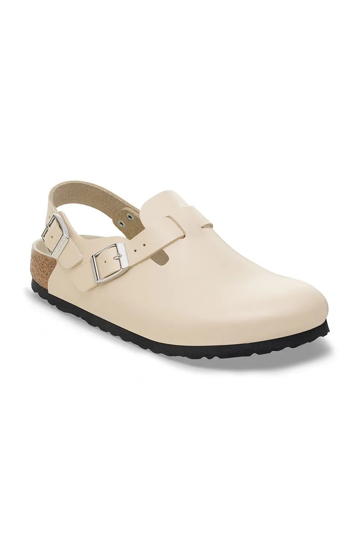 Birkenstock klapki skórzane Tokio HEX 1030882 beżowy AW25