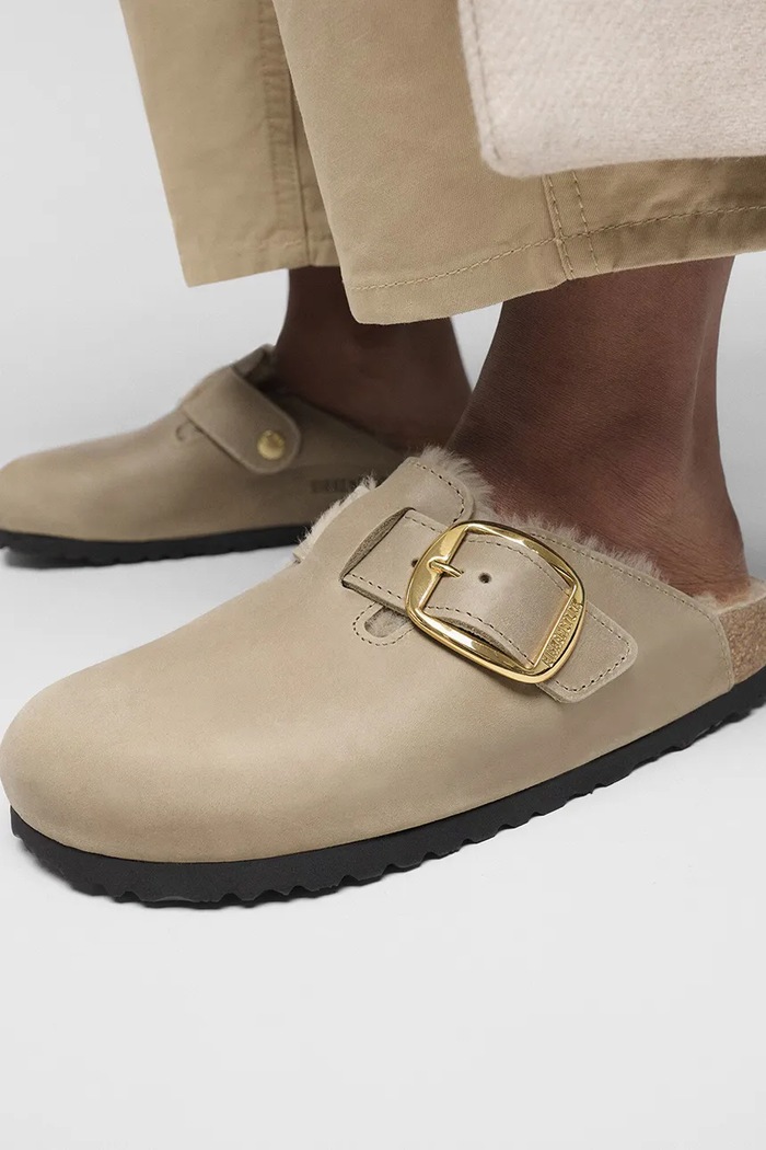 Birkenstock Замшеві тапочки Birkenstock Boston Big Buckle Shearling 1030444
