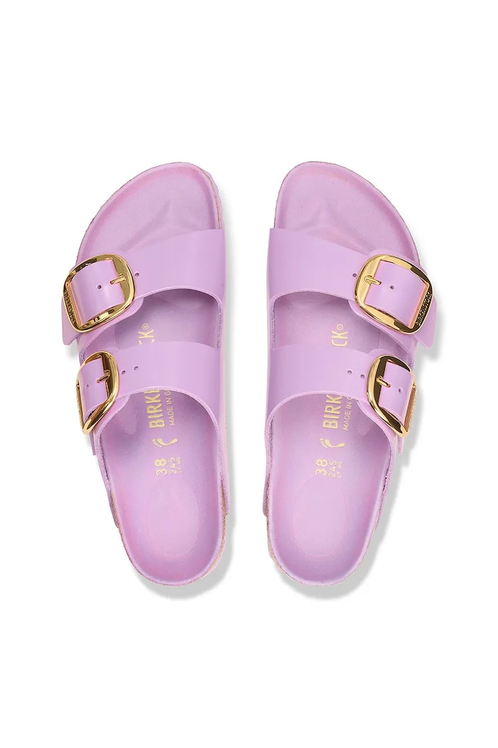 Birkenstock ciabatte slide in pelle Arizona Big Buckle violetto 1030328