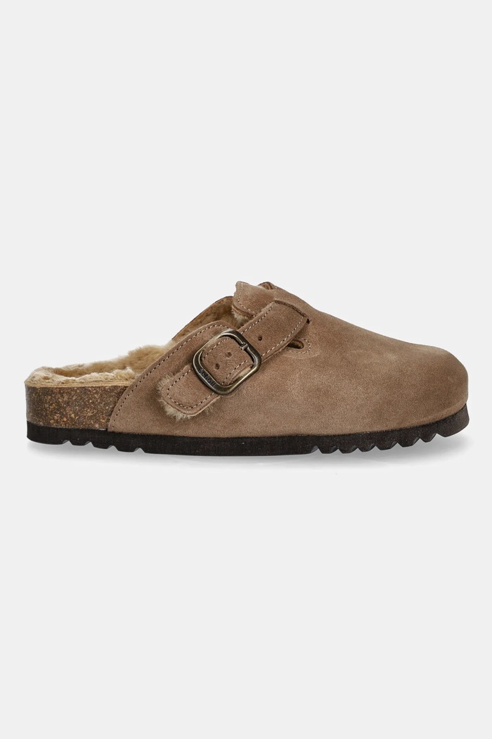 Scholl kapcie zamszowe FAE NEW F318101062 brązowy AW25
