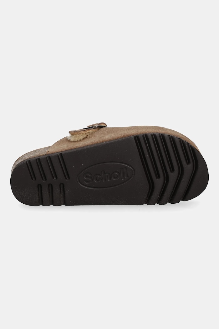 Scholl kapcie zamszowe FAE NEW F318101062 brązowy