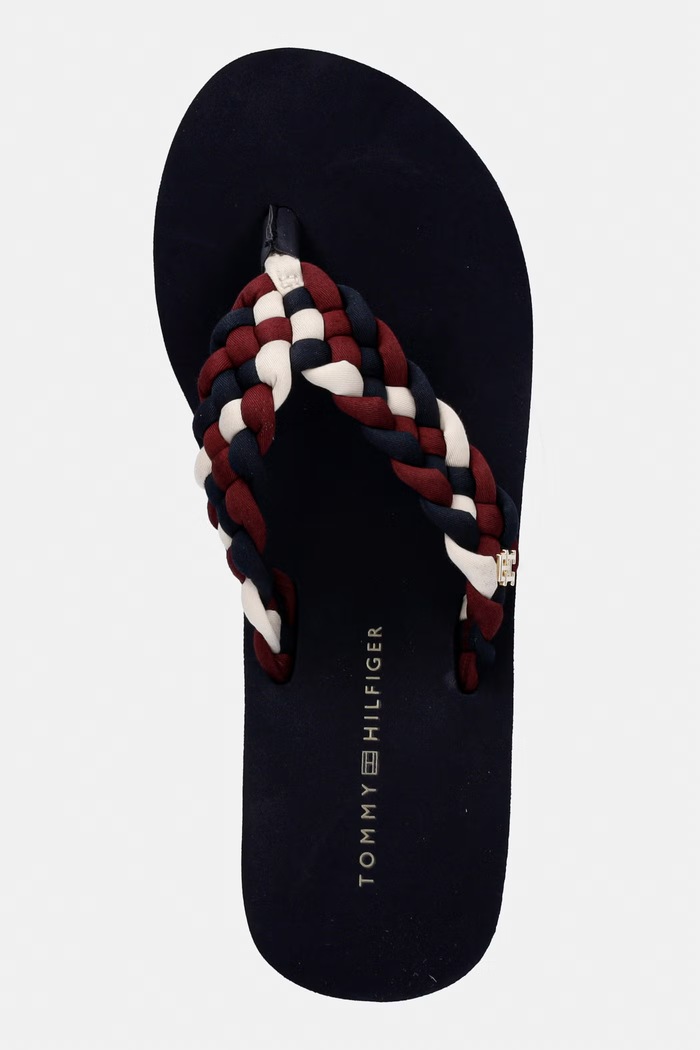 Tommy Hilfiger dámske žabky TH WEDGE BRAIDED SUMMER tmavomodrá FW0FW09198