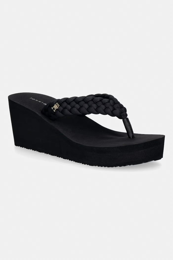 Tommy Hilfiger dámske žabky TH WEDGE BRAIDED SUMMER čierna FW0FW09198