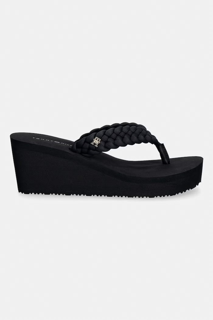 Tommy Hilfiger dámske žabky TH WEDGE BRAIDED SUMMER FW0FW09198 čierna SS26