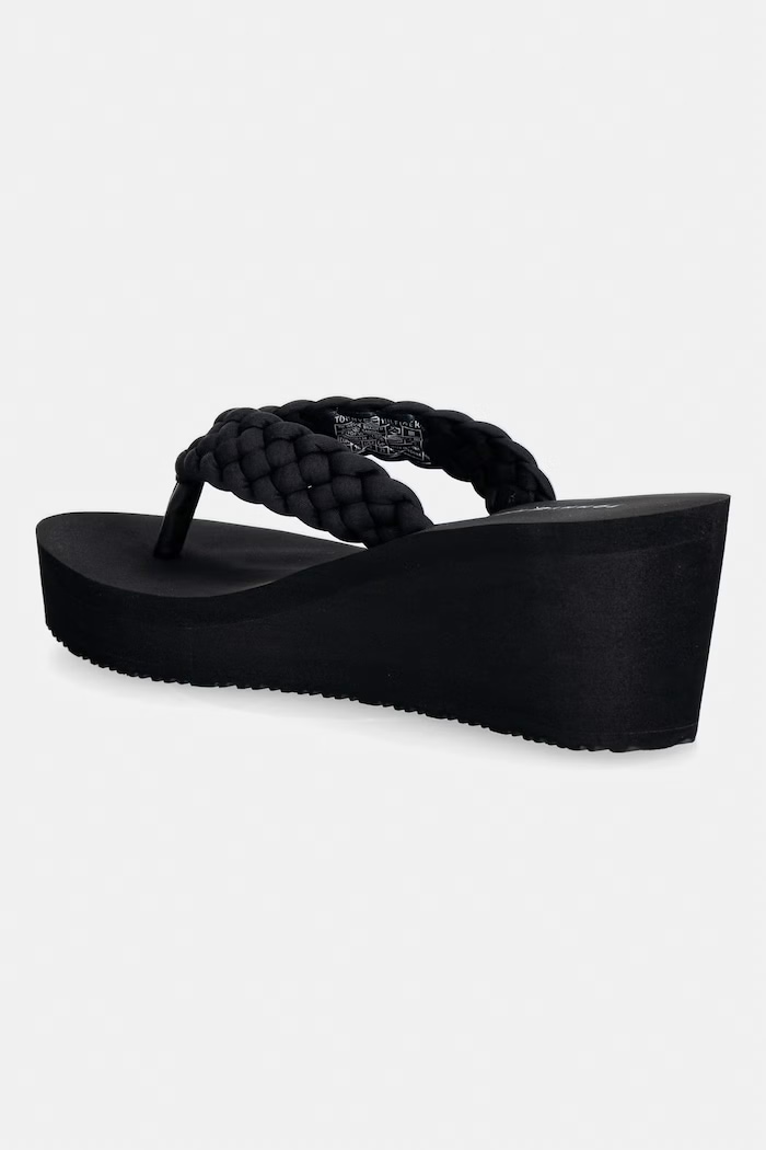 Obuv Tommy Hilfiger dámske žabky TH WEDGE BRAIDED SUMMER FW0FW09198 čierna