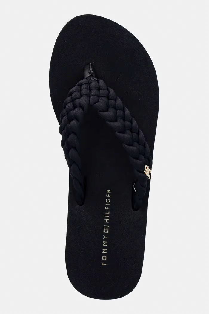 Tommy Hilfiger dámske žabky TH WEDGE BRAIDED SUMMER čierna FW0FW09198