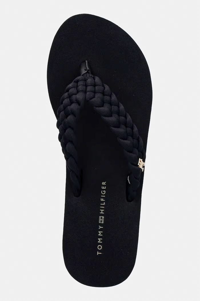 Tommy Hilfiger dámske žabky TH WEDGE BRAIDED SUMMER čierna FW0FW09198