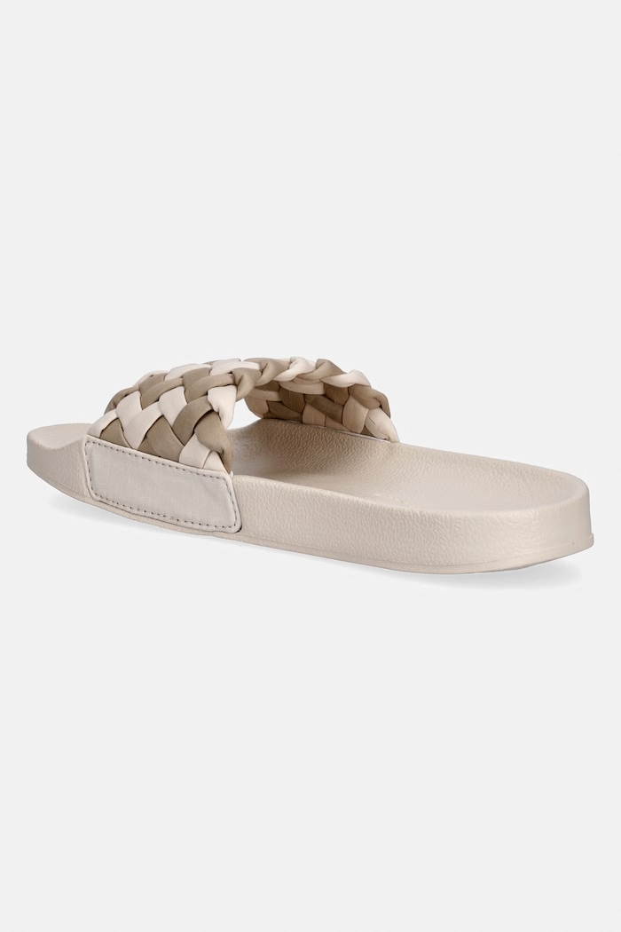 Obuv Tommy Hilfiger šľapky dámske TH BRAIDED POOL SLIDE FW0FW09203 béžová