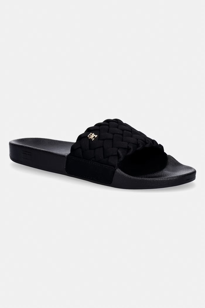 Tommy Hilfiger šľapky dámske TH BRAIDED POOL SLIDE čierna FW0FW09203