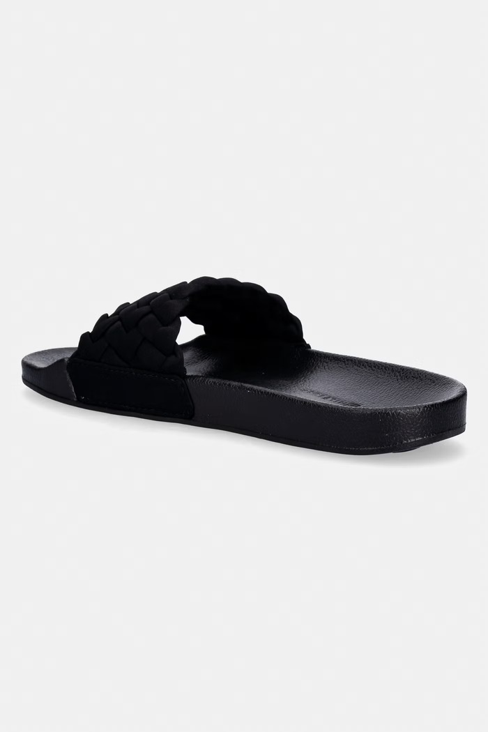 Obuv Tommy Hilfiger šľapky dámske TH BRAIDED POOL SLIDE FW0FW09203 čierna