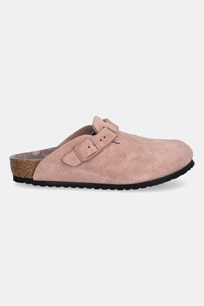 Birkenstock papuci din piele întoarsă pentru copii Boston 1030464. roz AW25