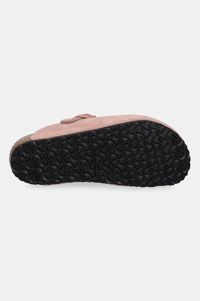 Birkenstock papuci din piele întoarsă pentru copii Boston 1030464. roz