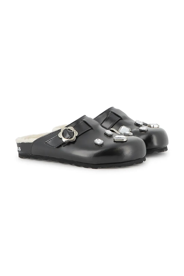 Dětské pantofle Marc Jacobs přírodní kůže černá W60670.36.37