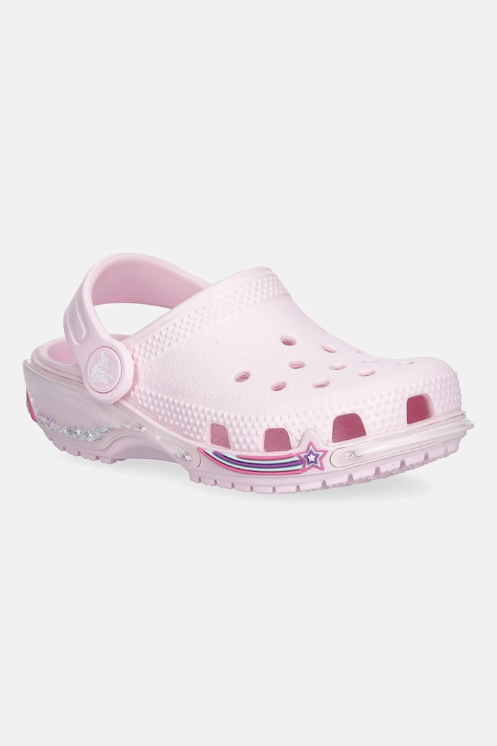Crocs șlapi copii CROCS CLASSIC STAR SPARKLE SHAKER CLOG roz 211620.CROCS.CLASSIC.ST