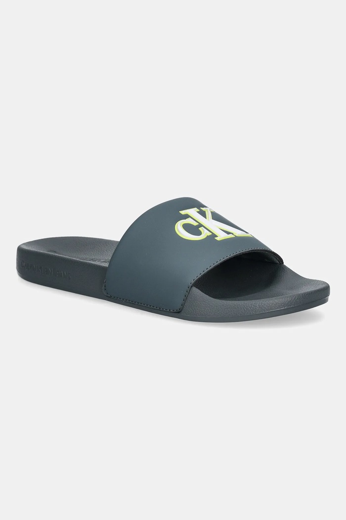 Pantofle Calvin Klein Jeans SLIDE JELLY MONO PU Planet friendly šedá YM0YM01281