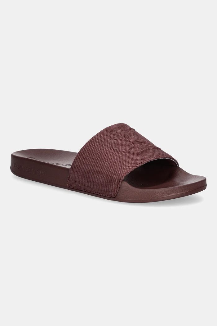 Calvin Klein Jeans klapki SLIDE HF MONO CV Planet friendly bordowy YM0YM01282