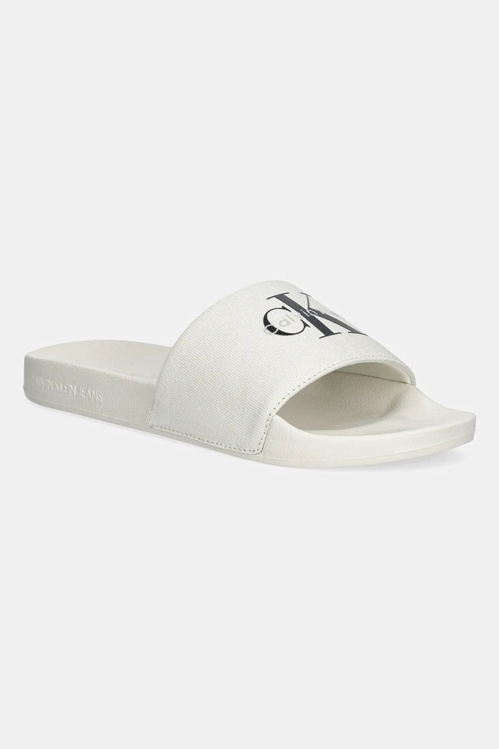Παντόφλες Calvin Klein Jeans SLIDE MONOLOGO CV μπεζ YM0YM01367