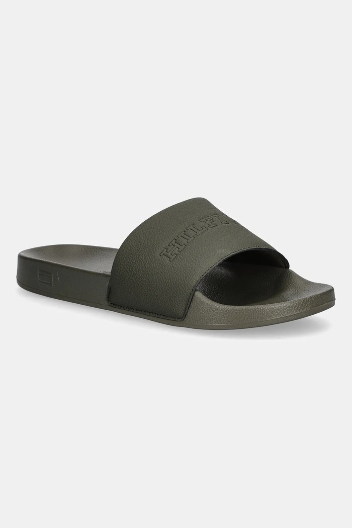 Tommy Hilfiger klapki TUMBLE HILFIGER POOL SLIDE zielony FM0FM05619