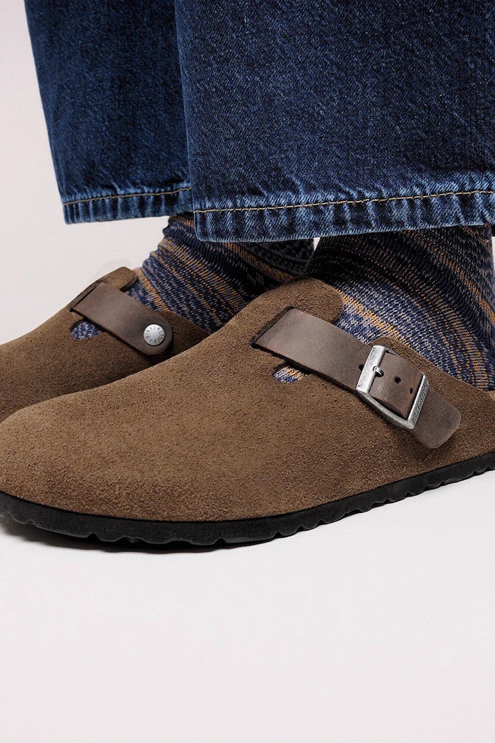 Birkenstock papuci din piele Boston 1030667.DarkTea
