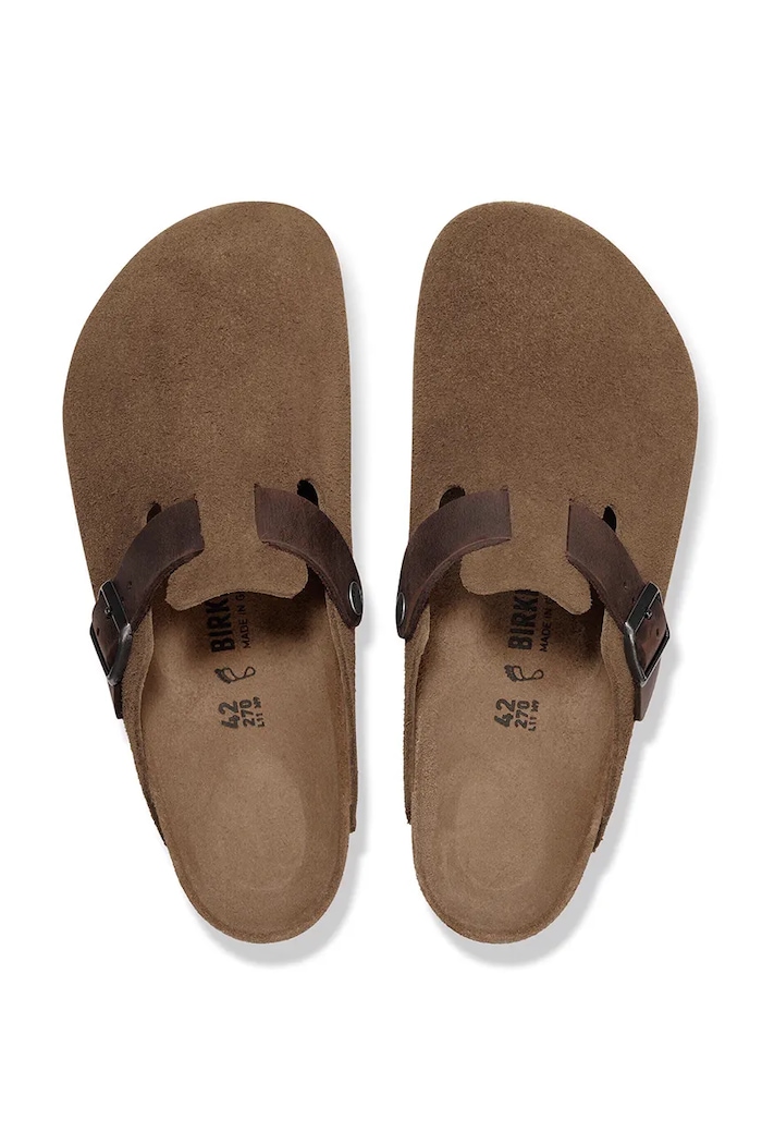 Birkenstock papuci din piele Boston 1030667.DarkTea maro