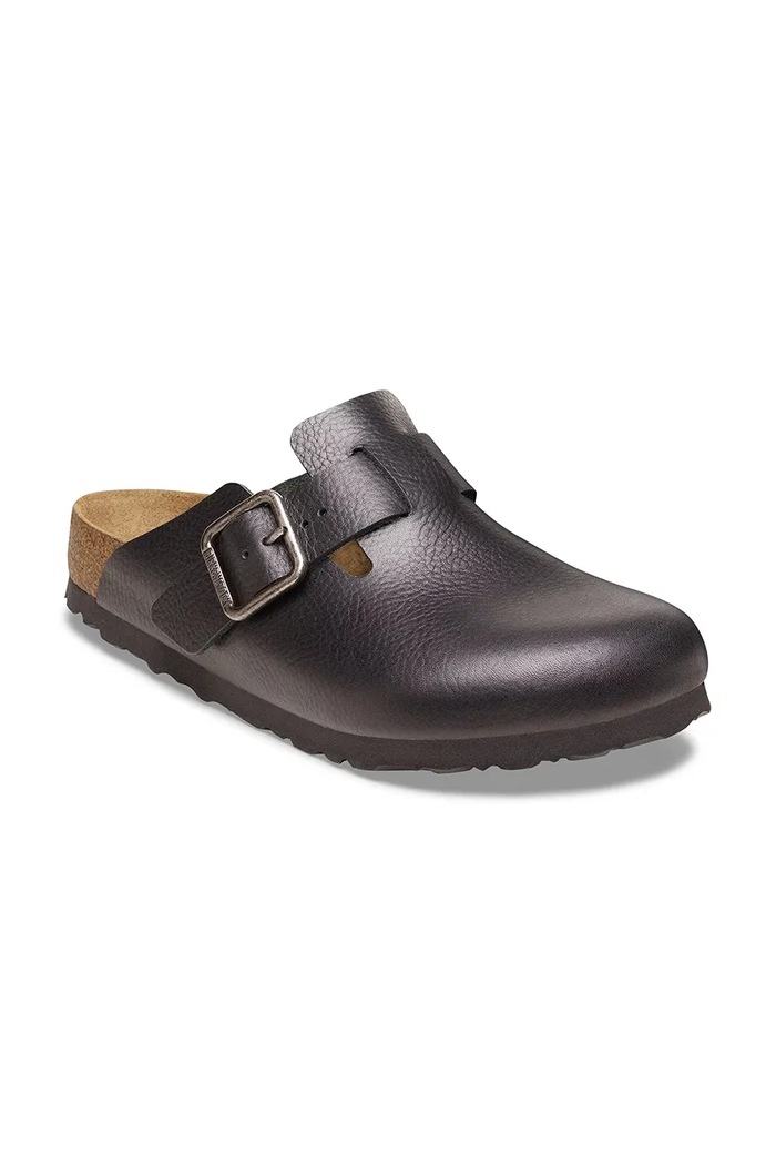 Kožené šľapky Birkenstock Boston Vintage Wood Wire Buckle 1030691 čierna SS26