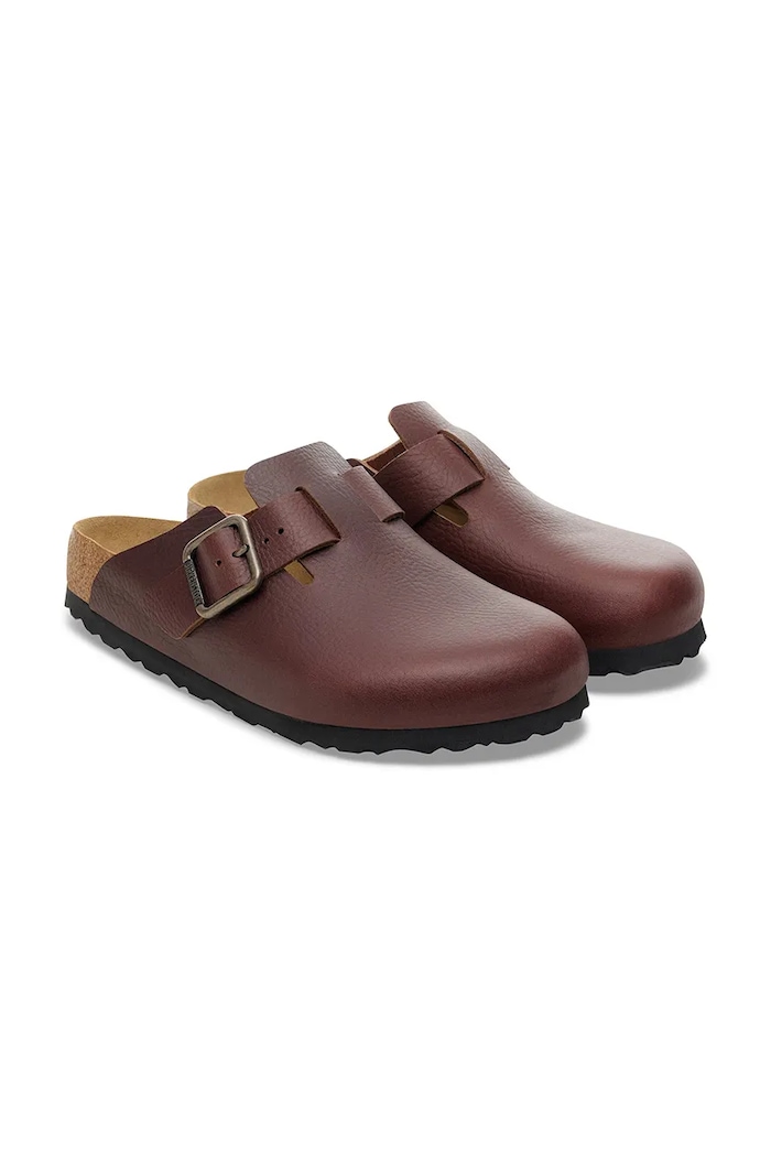 Παπούτσια Δερμάτινες παντόφλες Birkenstock Boston Vintage Wood Wire Buckle 1030703 καφέ