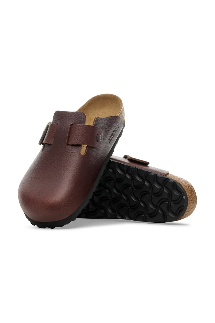 Δερμάτινες παντόφλες Birkenstock Boston Vintage Wood Wire Buckle 1030703 καφέ