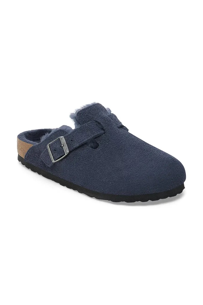 Semišové pantofle Birkenstock Boston Shearling 1030657 námořnická modř AW25