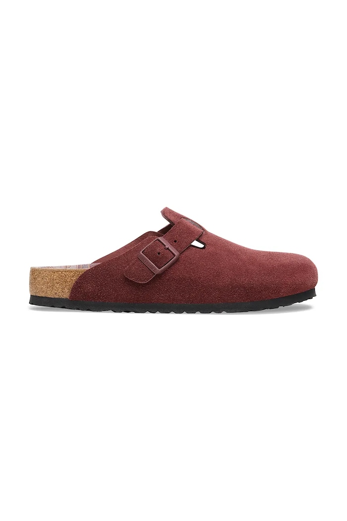 Birkenstock papuci din piele Boston Varsity rosu 1030648
