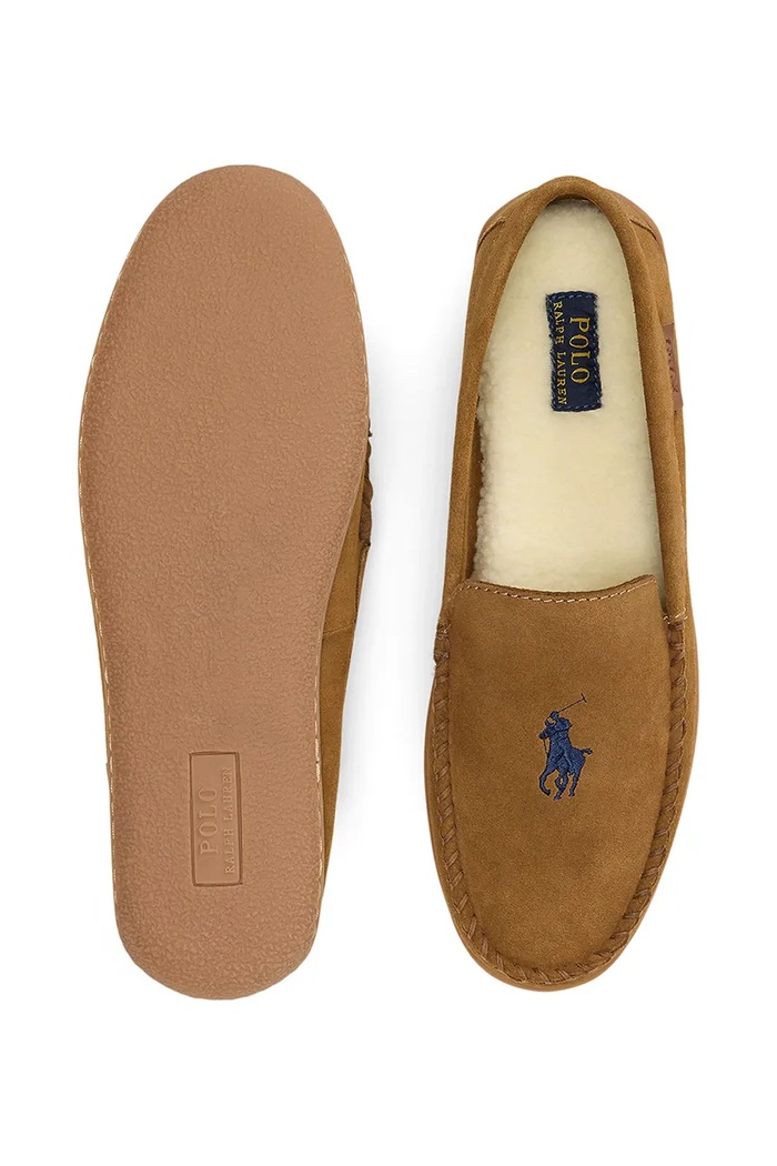 Polo Ralph Lauren kapcie zamszowe Brenan brązowy 843981599003.101