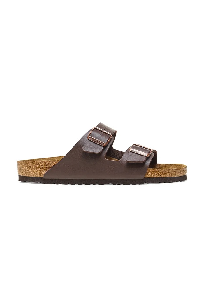 Birkenstock klapki Arizona imitacja skóry licowej brązowy 451161
