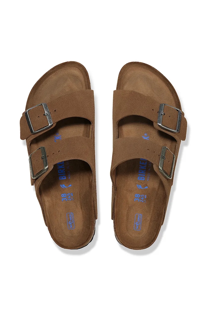 Shoes Birkenstock suede sliders Arizona 1030863 brown