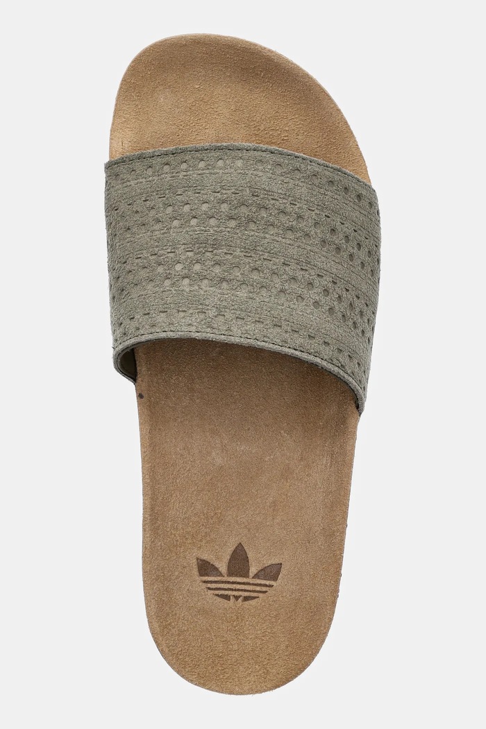 adidas Originals suede sliders Adilette Rs green JR3595