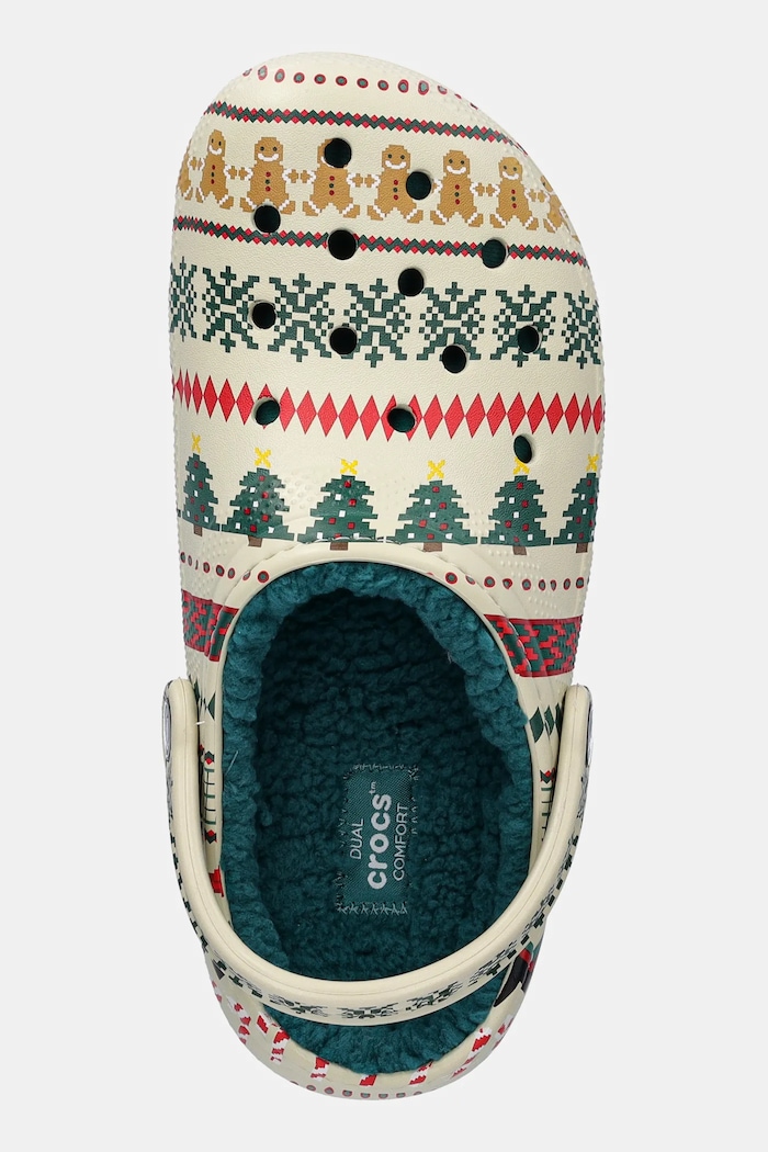 Papuci de casă Classic Lined Fair Isle Clog Crocs 212050.2Y2 bej