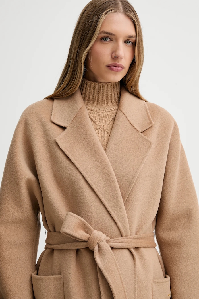 Elisabetta Franchi cappotto in lana beige CP68D56E2