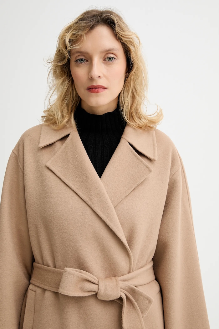 Kabát s prímesou vlny Calvin Klein béžová LV040WL571