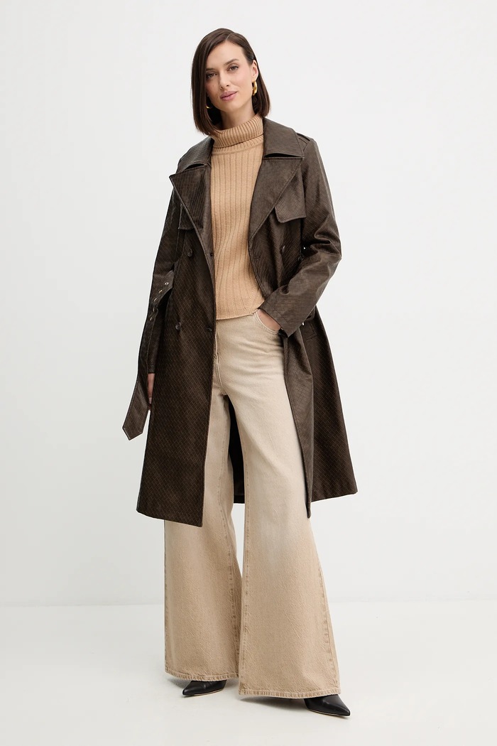 Παλτό Guess CARMEN W5YL32.WHGT0 καφέ AW25