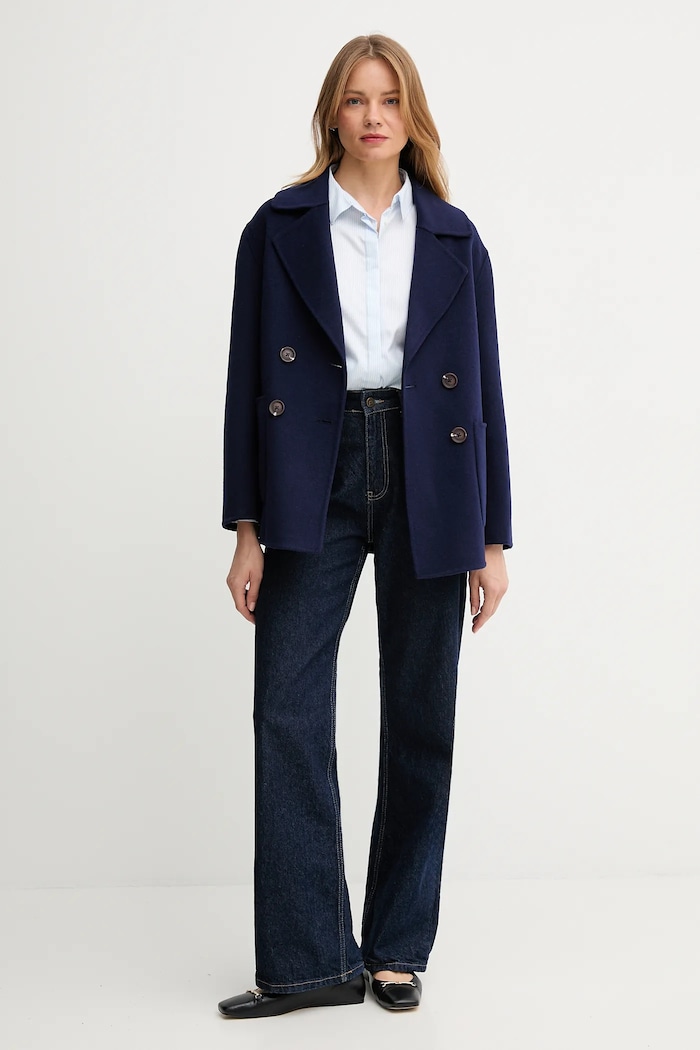 United Colors of Benetton cappotto in lana 28F7DN083 blu navy AW25