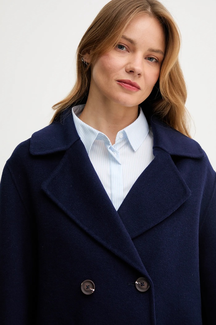 United Colors of Benetton cappotto in lana blu navy 28F7DN083