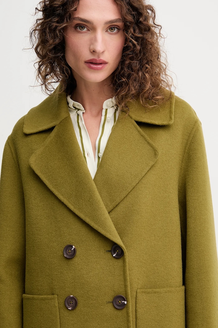 United Colors of Benetton cappotto in lana verde 28F7DN083