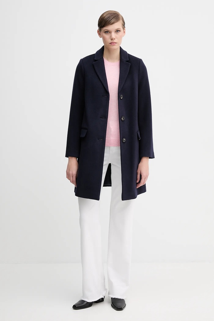 United Colors of Benetton płaszcz z dodatkiem wełny 2V0PDN062 granatowy AW25