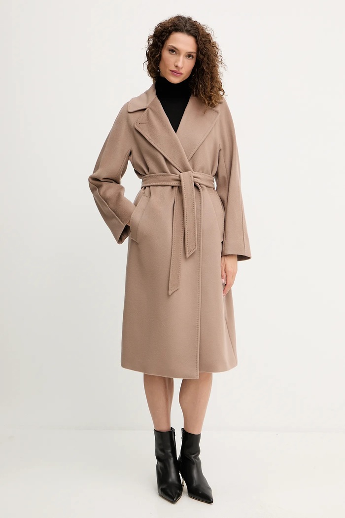 Weekend Max Mara palton de lână RESINA cu captuseala maro 2525016031600