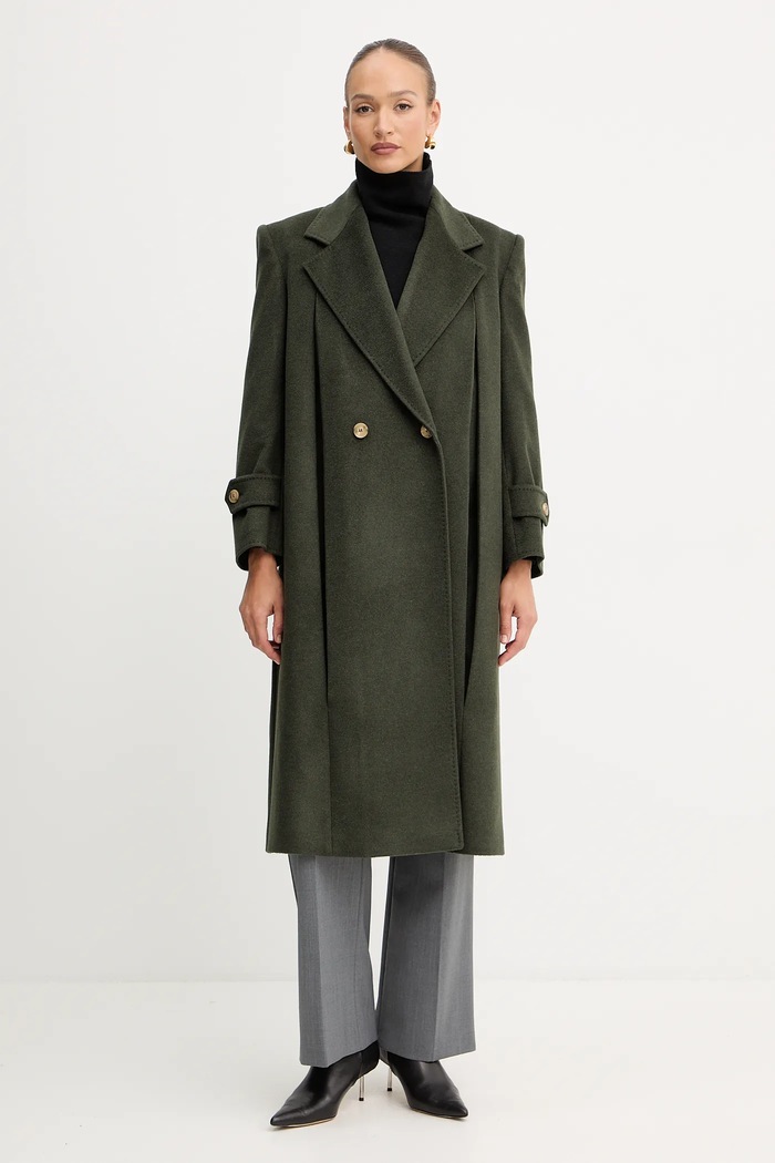 Weekend Max Mara palton de lână SMALTO cu captuseala verde 2525016026600