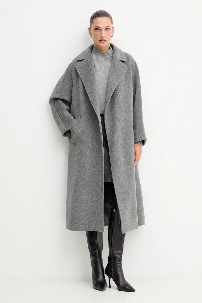 Kaput s dodatkom vune Weekend Max Mara TEMPERA 2525016082600 siva AW25