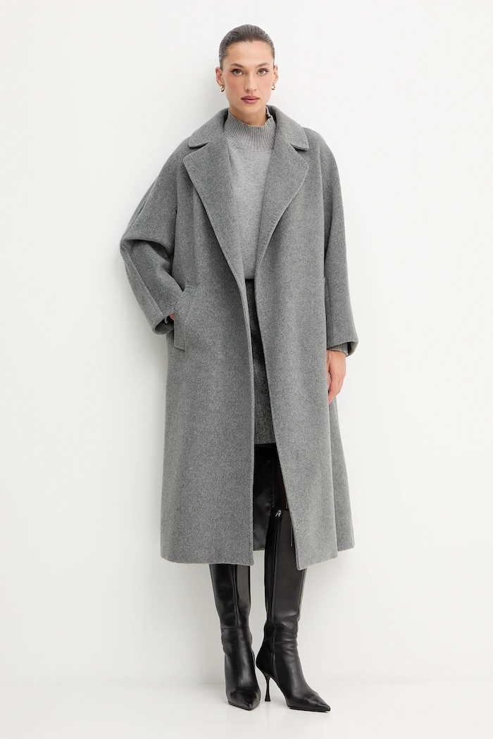 Kaput s dodatkom vune Weekend Max Mara TEMPERA 2525016082600 siva AW25