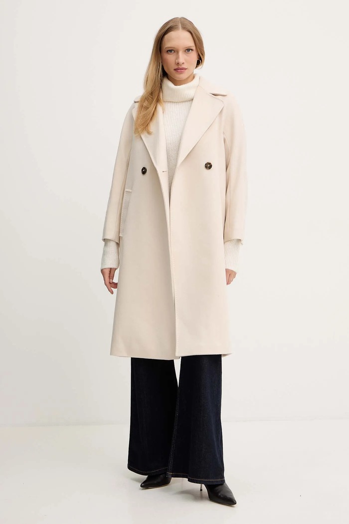 Μάλλινο παλτό Weekend Max Mara RESINA 2525016102600 μπεζ AW25